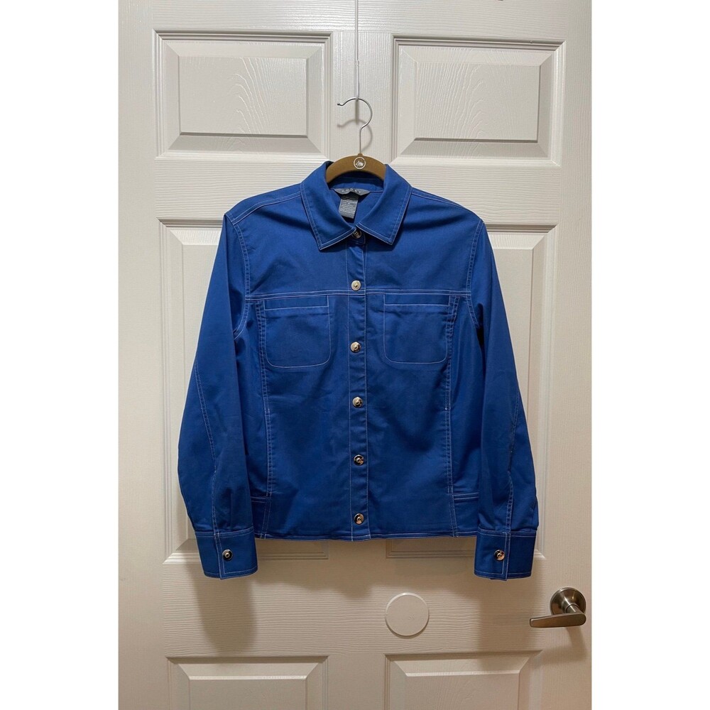 Koret Women's Top Lighweight Jacket Size M Buttons Cotton Blue